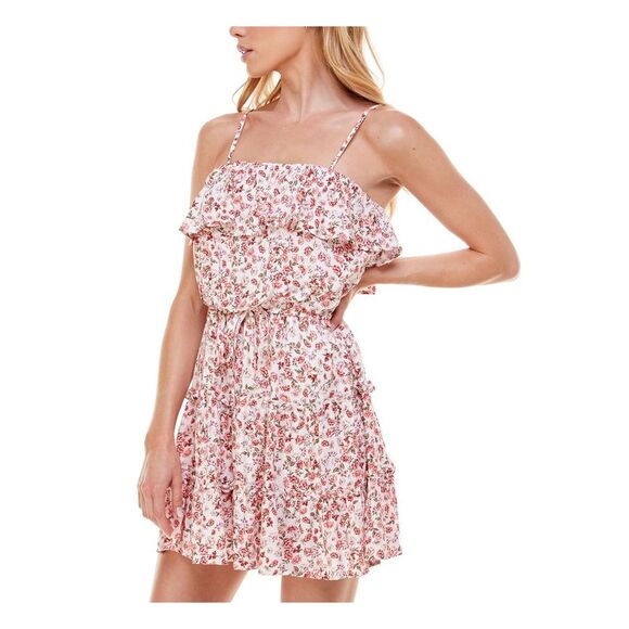 TRIXXI Dresses & Skirts - TRIXXI Womens Tie Spaghetti Strap Square Neck Short Party Fit + Flare Dress
